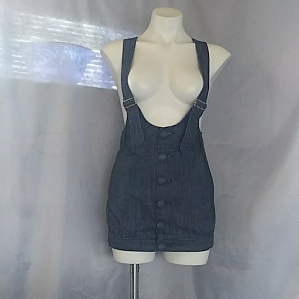 Stretch denim mini overall sz 0 EUC